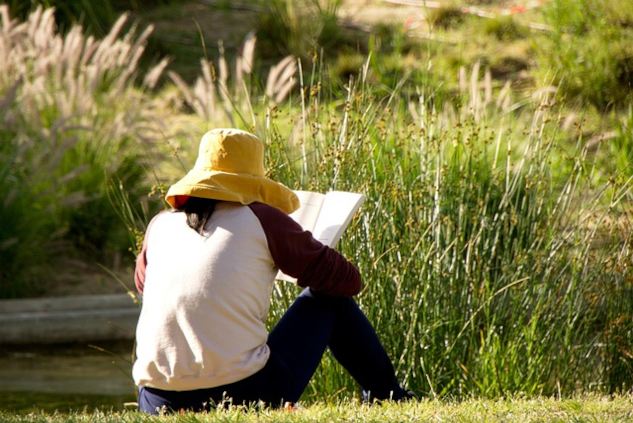 InnerSelf Magazine: July 14, 2025 Woman sitting outside in nature, reading. Image by Tania Dimas from Pixabay.